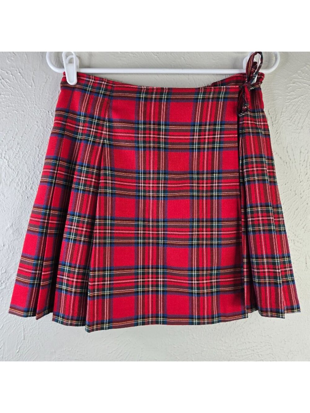 Express Pleated‎ Mini Wrap Skirt M Red Plaid Preppy Academia Grunge School Girl